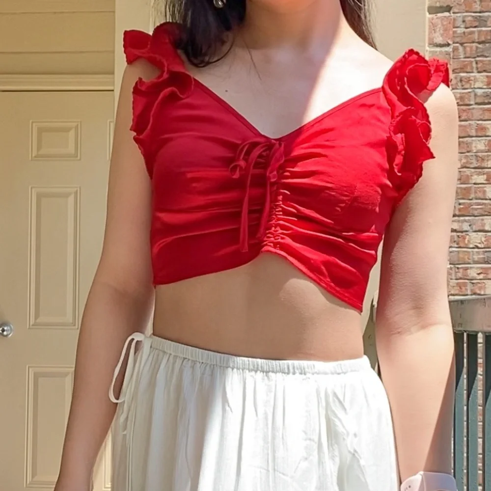 Free People Take You Out Brami Crop Top Red XS